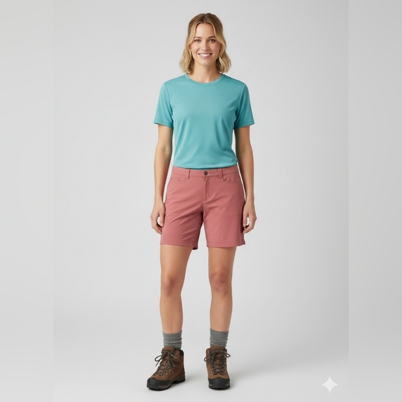 EDDIE BAUER WOMEN'S RAINIER SHORTS DUSTY CORAL TRAVEL HIKING ACTIVEWEAR SZ 2 - Picture 2 of 11